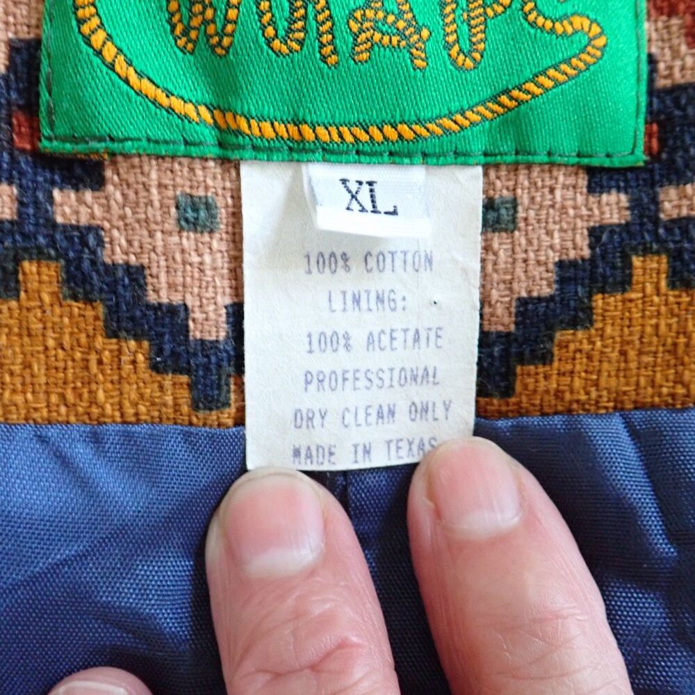 Wraps Western Wear Tapestry sz XL Southwestern Tribal Vest Silver Concha Mint! - Picture 10 of 15